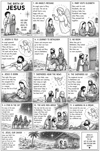 La Naissance de Jésus, histoire biblique illustrée